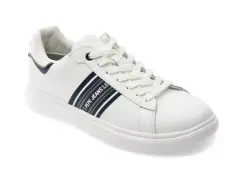 Pantofi sport PEPE JEANS albi, EATON CLASSIC, din piele naturala imagine