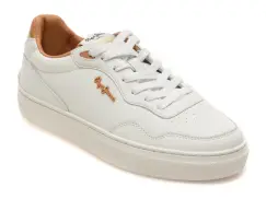 Pantofi sport PEPE JEANS albi, LS00030, din piele naturala imagine