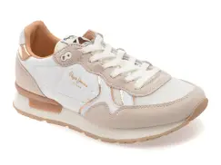 Pantofi sport PEPE JEANS albi, LS40004, din material textil imagine