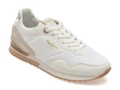 Pantofi sport PEPE JEANS albi, LS40008, din material textil imagine