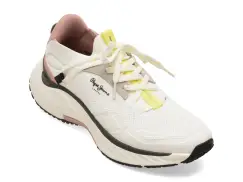 Pantofi sport PEPE JEANS albi, LS60053, din material textil imagine