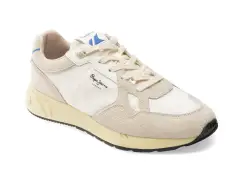 Pantofi sport PEPE JEANS albi, MARLON DIVIDED, din material textil imagine