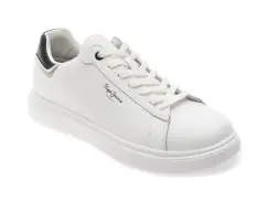 Pantofi sport PEPE JEANS albi, MS00044, din piele naturala imagine