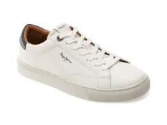 Pantofi sport PEPE JEANS albi, MS00048, din piele ecologica imagine