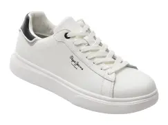 Pantofi sport PEPE JEANS albi, MS0044, din piele naturala imagine