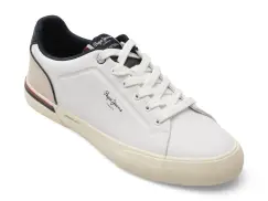 Pantofi sport PEPE JEANS albi, MS30011, din piele ecologica imagine