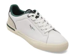 Pantofi sport PEPE JEANS albi, MS30011, din piele ecologica imagine