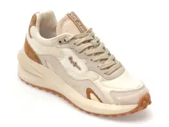 Pantofi sport PEPE JEANS bej, LS60035, din material textil si piele naturala imagine