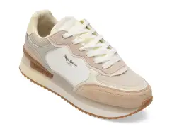 Pantofi sport PEPE JEANS bej, LS60041, din material textil si piele naturala imagine