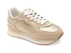 Pantofi sport PEPE JEANS bej, RUSPER SHINE, din material textil imagine
