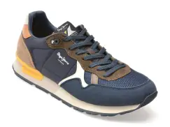 Pantofi sport PEPE JEANS bleumarin, MS40021, din material textil si piele naturala imagine