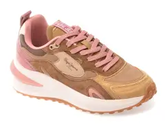 Pantofi sport PEPE JEANS maro, LS60013, din material textil si piele naturala imagine