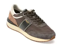 Pantofi sport PEPE JEANS maro, MS60008, din material textil si piele naturala imagine