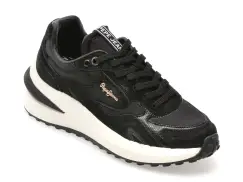 Pantofi sport PEPE JEANS negri, LS60035, din material textil si piele naturala imagine