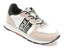 Pantofi sport REPLAY alb-negru, MS6894T, din material textil imagine