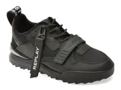 Pantofi sport REPLAY negri, MS8L19L, din material textil si piele naturala imagine