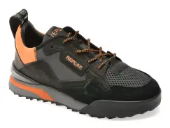 Pantofi sport REPLAY negri, MSG901L, din material textil si piele naturala imagine