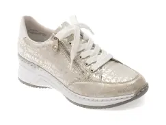 Pantofi sport RIEKER argintii, N4316, din piele ecologica imagine