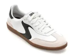 Pantofi sport SKECHERS alb-negru, 185232, din piele ecologica imagine