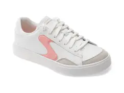 Pantofi sport SKECHERS albi, 185190, din piele ecologica imagine