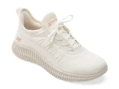 Pantofi sport SKECHERS albi, BOBS GEO, din material textil imagine