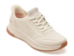 Pantofi sport SKECHERS albi, BOBS SQUAD 4, din piele ecologica imagine