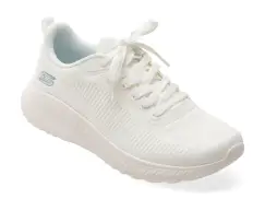 Pantofi sport SKECHERS albi, BOBS SQUAD CHAOS, din material textil imagine