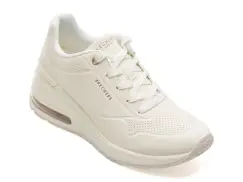 Pantofi sport SKECHERS albi, MILLION AIR, din piele ecologica imagine