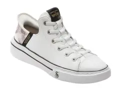Pantofi sport SKECHERS albi, SNOOP ONE, din piele naturala imagine
