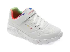 Pantofi sport SKECHERS albi, UNO LITE, din piele ecologica imagine