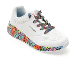 Pantofi sport SKECHERS albi, UNO LITE, din piele ecologica imagine