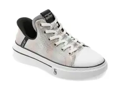 Pantofi sport SKECHERS argintii, 186006, din piele ecologica imagine
