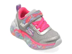 Pantofi sport SKECHERS argintii, ETERNAL HEART LIGHTS, din material textil imagine