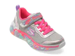 Pantofi sport SKECHERS argintii, ETERNAL HEART LIGHTS, din material textil imagine