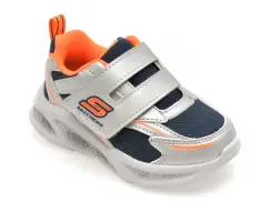 Pantofi sport SKECHERS argintii, METEOR-LIGHTS, din material textil imagine