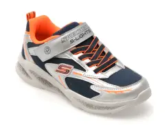 Pantofi sport SKECHERS argintii, METEOR-LIGHTS, din material textil imagine