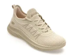Pantofi sport SKECHERS bej, BOBS GEO , din piele ecologica imagine