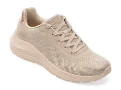 Pantofi sport SKECHERS bej, BOBS SQUAD WAVES, din material textil imagine