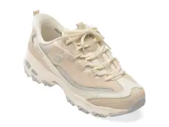Pantofi sport SKECHERS bej, D LITES, din material textil si piele naturala imagine