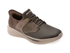 Pantofi sport SKECHERS maro, SLADE, din piele naturala imagine