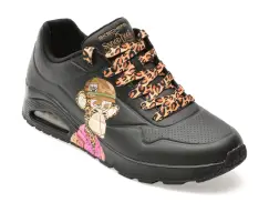 Pantofi sport SKECHERS negri, 251014, din piele ecologica imagine