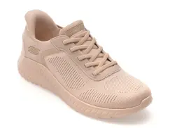 Pantofi sport SKECHERS nude, BOBS SQUAD CHAOS, din material textil imagine
