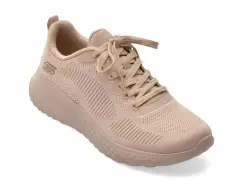Pantofi sport SKECHERS nude, BOBS SQUAD CHAOS, din material textil imagine