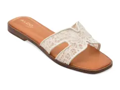 Papuci ALDO albi, ITSANDAL 121, din material textil imagine