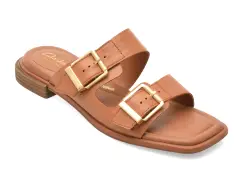 Papuci CLARKS maro, ARIANY BAY, din piele naturala imagine