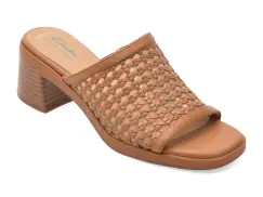 Papuci CLARKS maro, JAYLAN SLIDE, din piele ecologica imagine