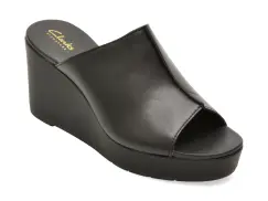Papuci CLARKS negri, SABINA MULE, din piele naturala imagine