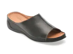 Papuci DR FIT negri, EV2862, din piele naturala imagine