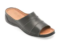 Papuci DR FIT negri, EV2863, din piele naturala imagine