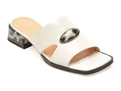 Papuci eleganti EPICA albi, LD1218, din piele naturala imagine